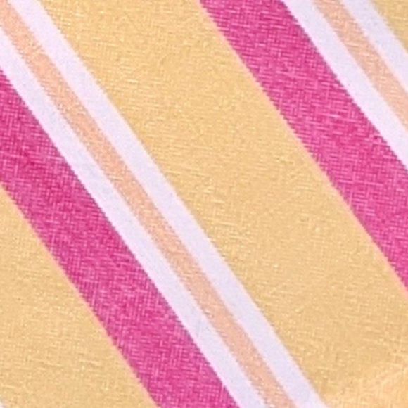 Home Dining Cloth Napkins Set (6) Hampton Stripe Pink Yellow Cotton - Picture 3 of 6